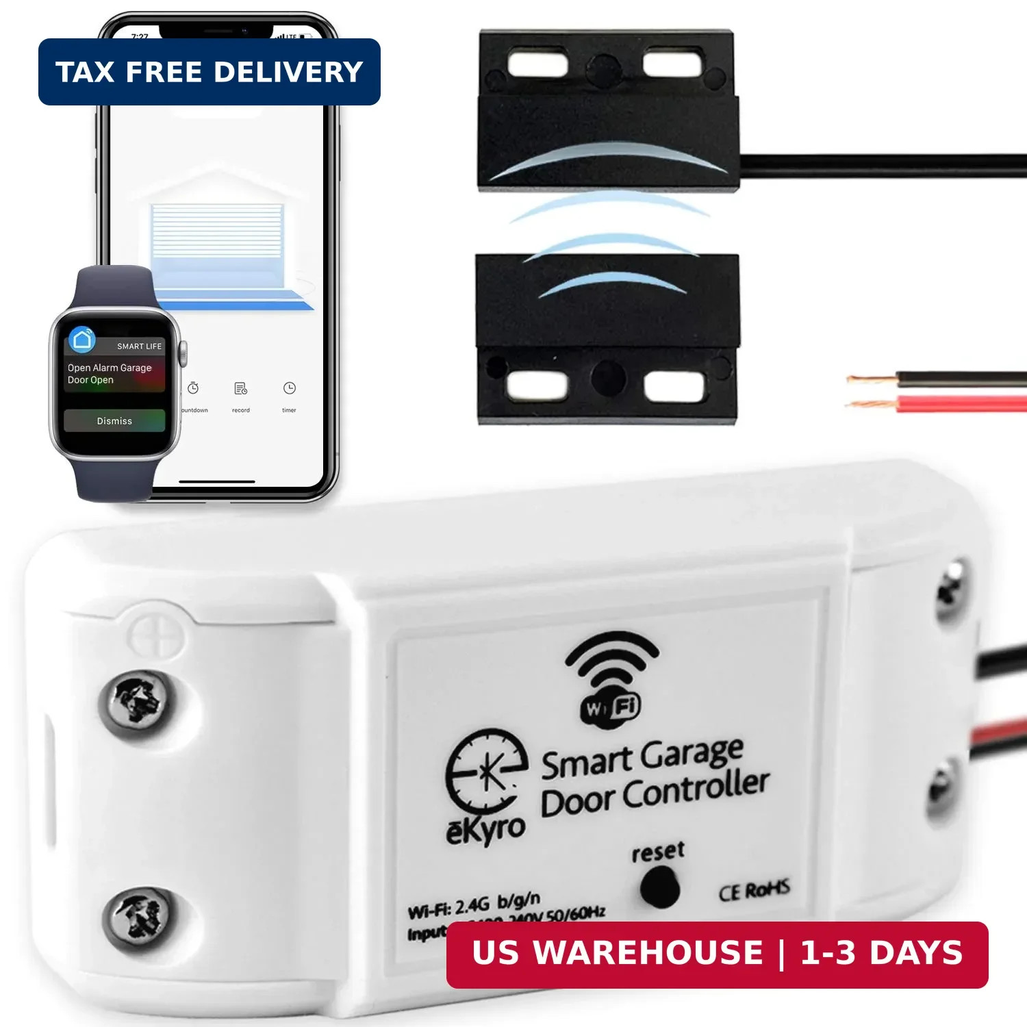 Smart Garage Door Opener - Universal WiFi Remote Controller Compatible wit