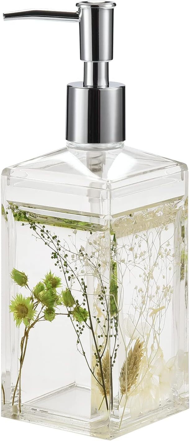 4 Piece Acrylic Liquid 3D Floating Motion Bathroom Vanity Accessory Set Greenery