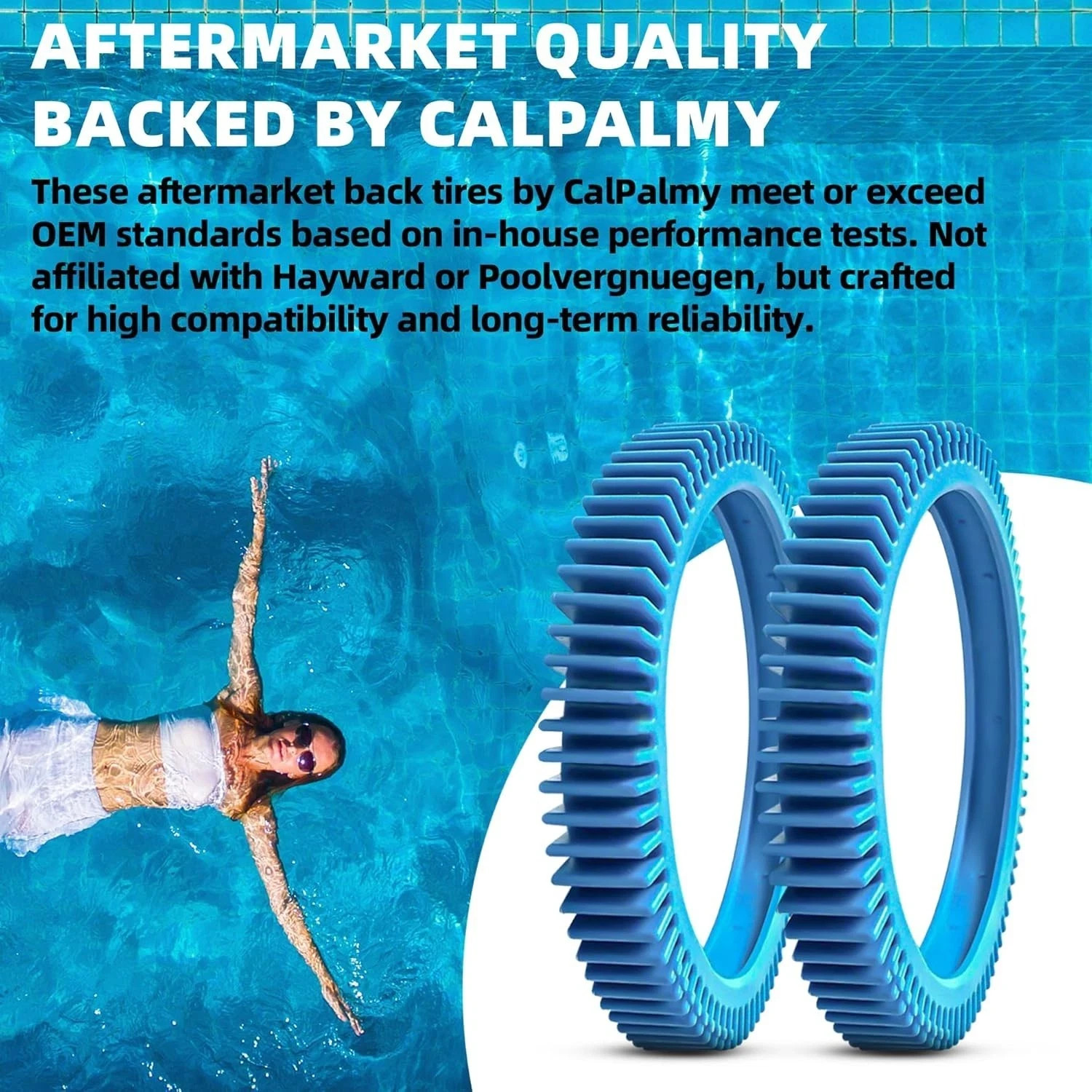 2-Pack Back Tires Replacement for Pool Cleaner – Compatible with Hayward Poolver
