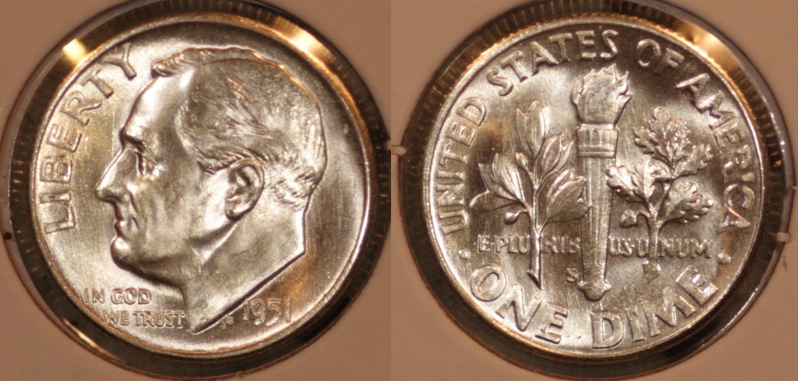 1951 S CH BU Roosevelt  Dime From OBW Rolls (1 COIN)