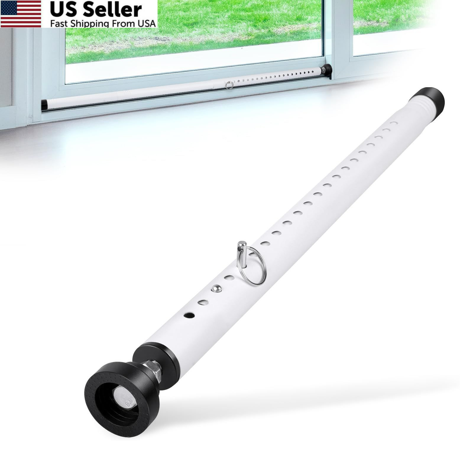Sliding Door Security Bar, 17-50 inch Adjustable, Window 17-50inch, White
