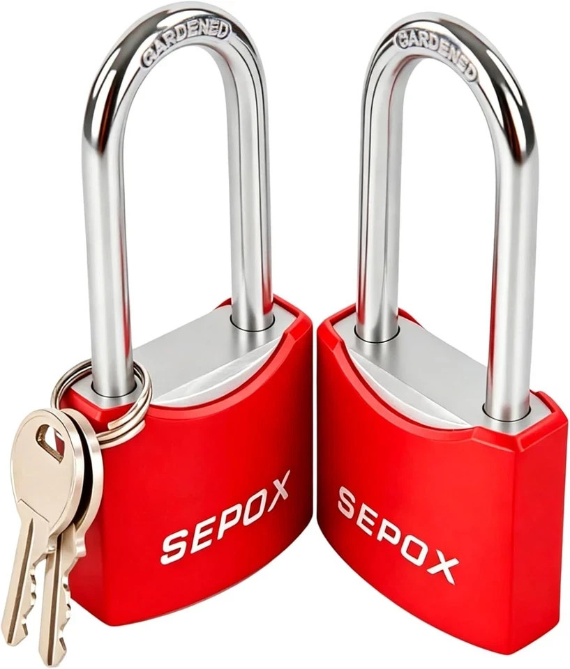 2-Pack Heavy Duty Outdoor Padlocks, Keyed Alike – 1-9/16" Solid Steel Body, 1...