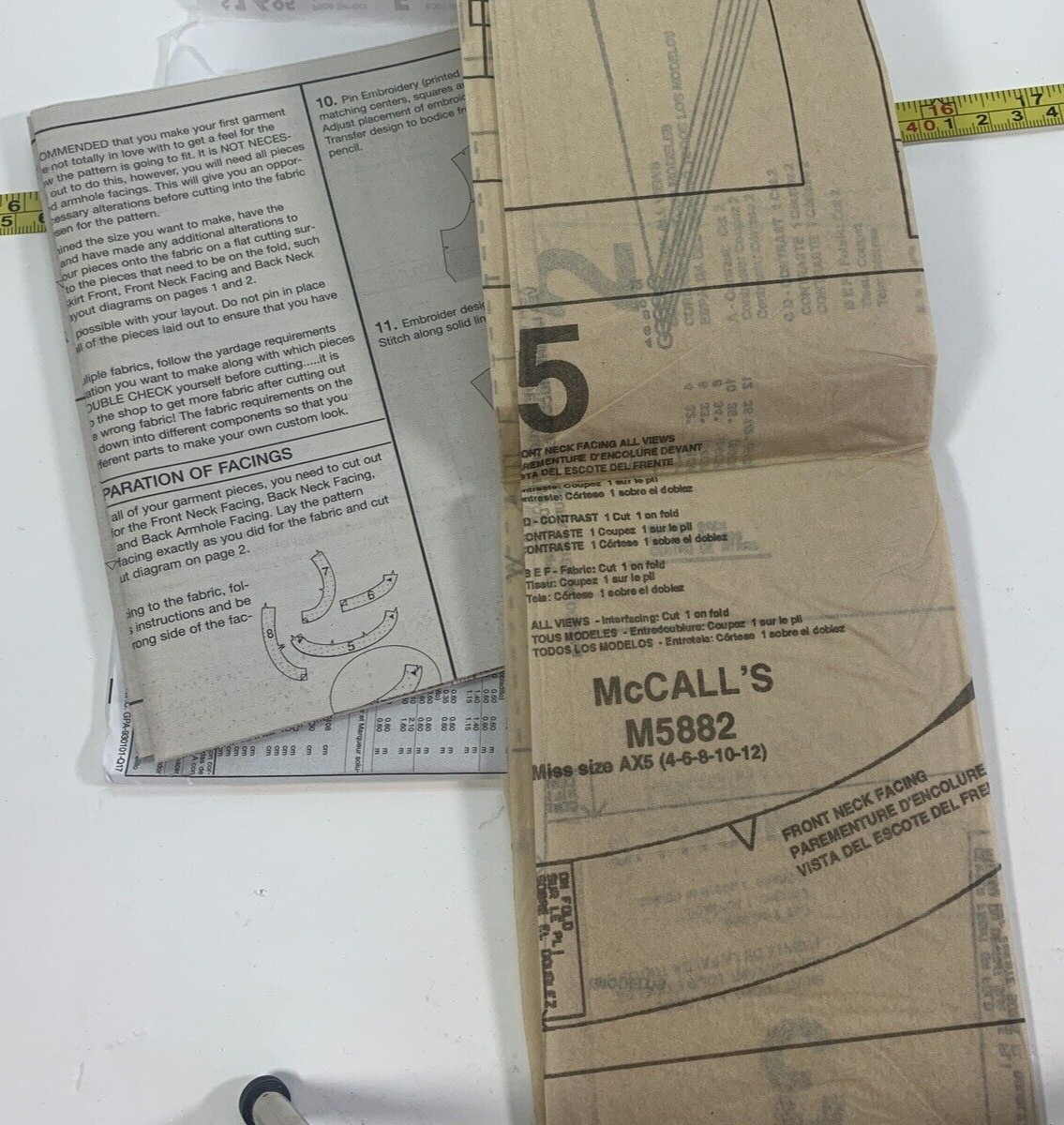 Misses Tops Tonics Dress Uncut McCalls M5882 Seeing Pattern