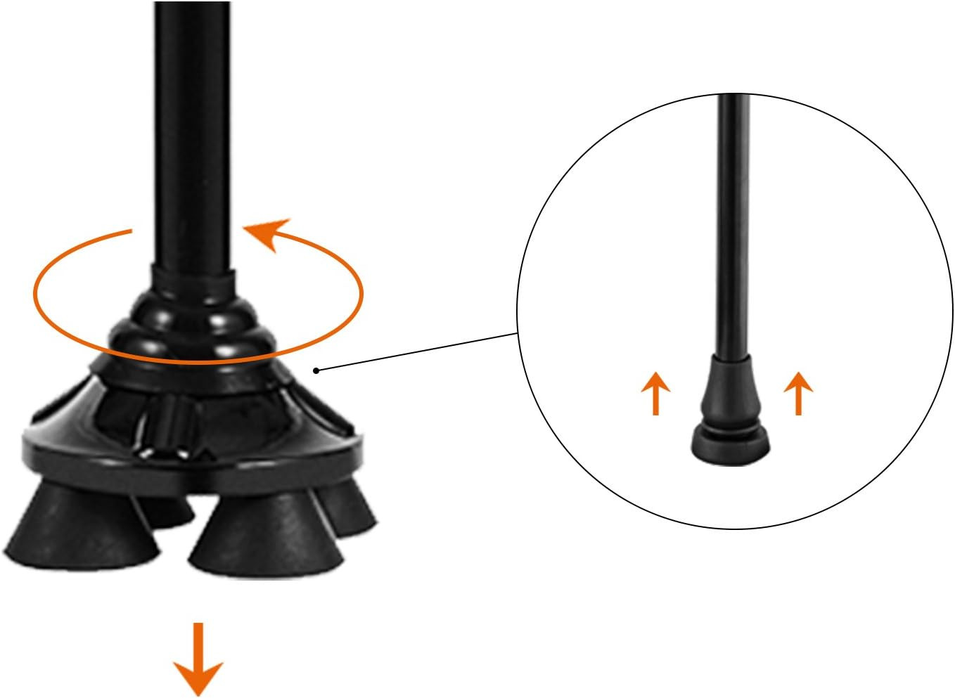 Bigalex 4Tips Replacement for Folding Walking Cane(Mg Alloy Base)