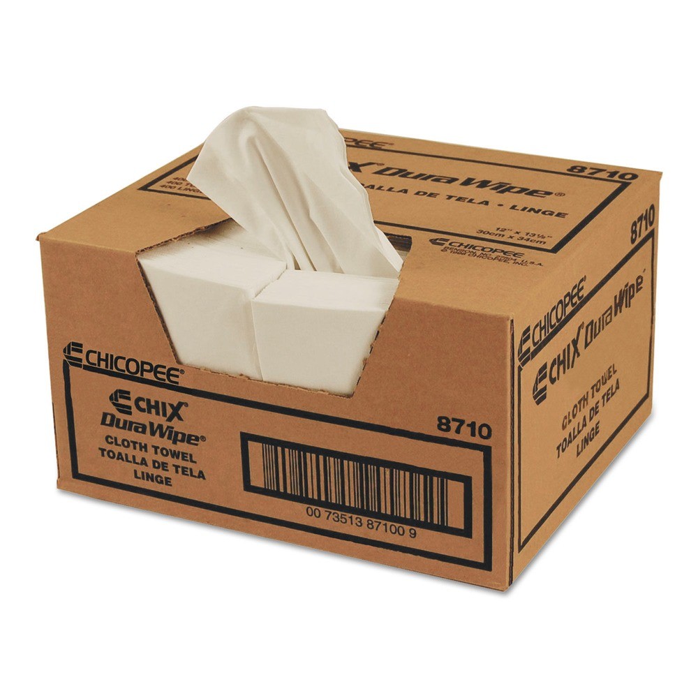 Chicopee 8710 12" x 13" 1/4-Fold Critical Cleaning Wipes - White (400/CT) New