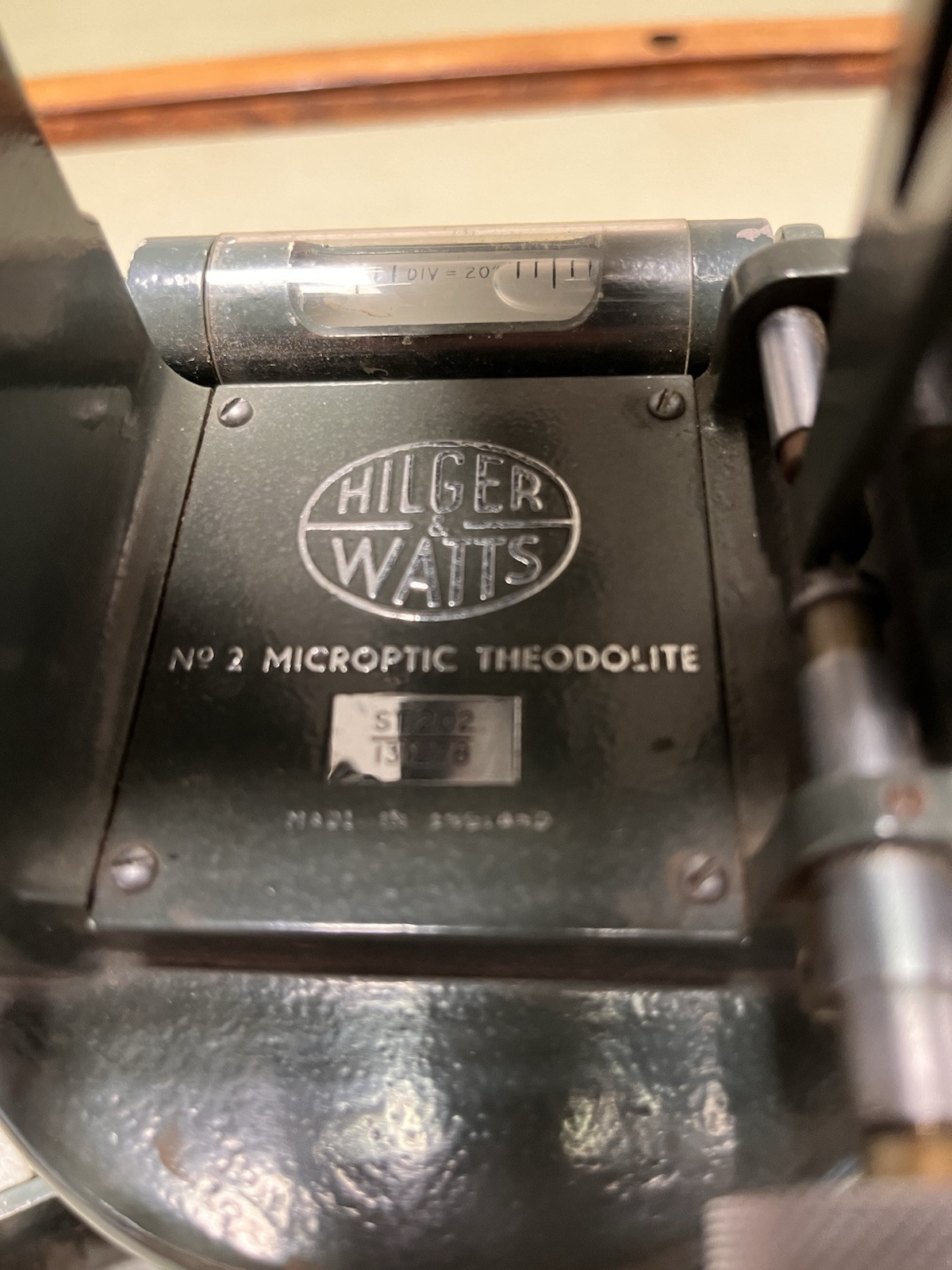 Hilger and Watts No. 2 Microptic Theodolite Domecase