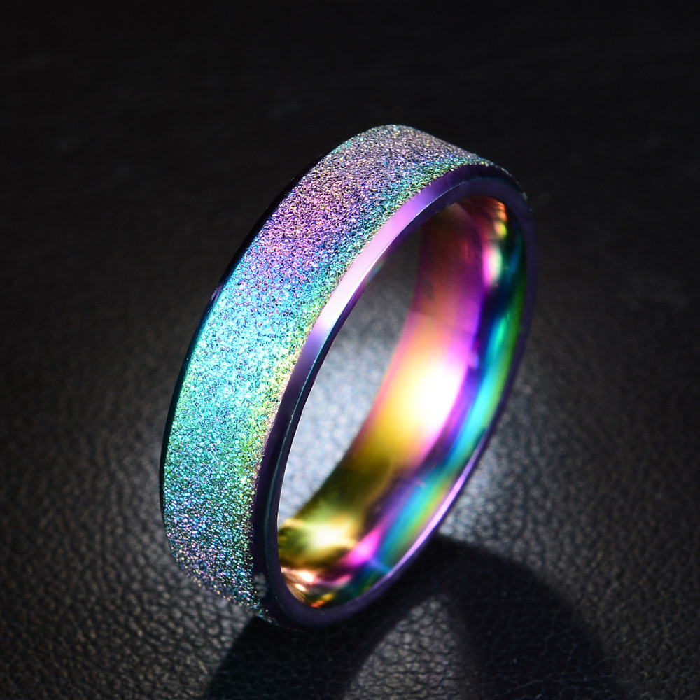 6mm Titanium Steel Frosted Engagement Band Women Mens Wedding Party Ring Sz 5-12