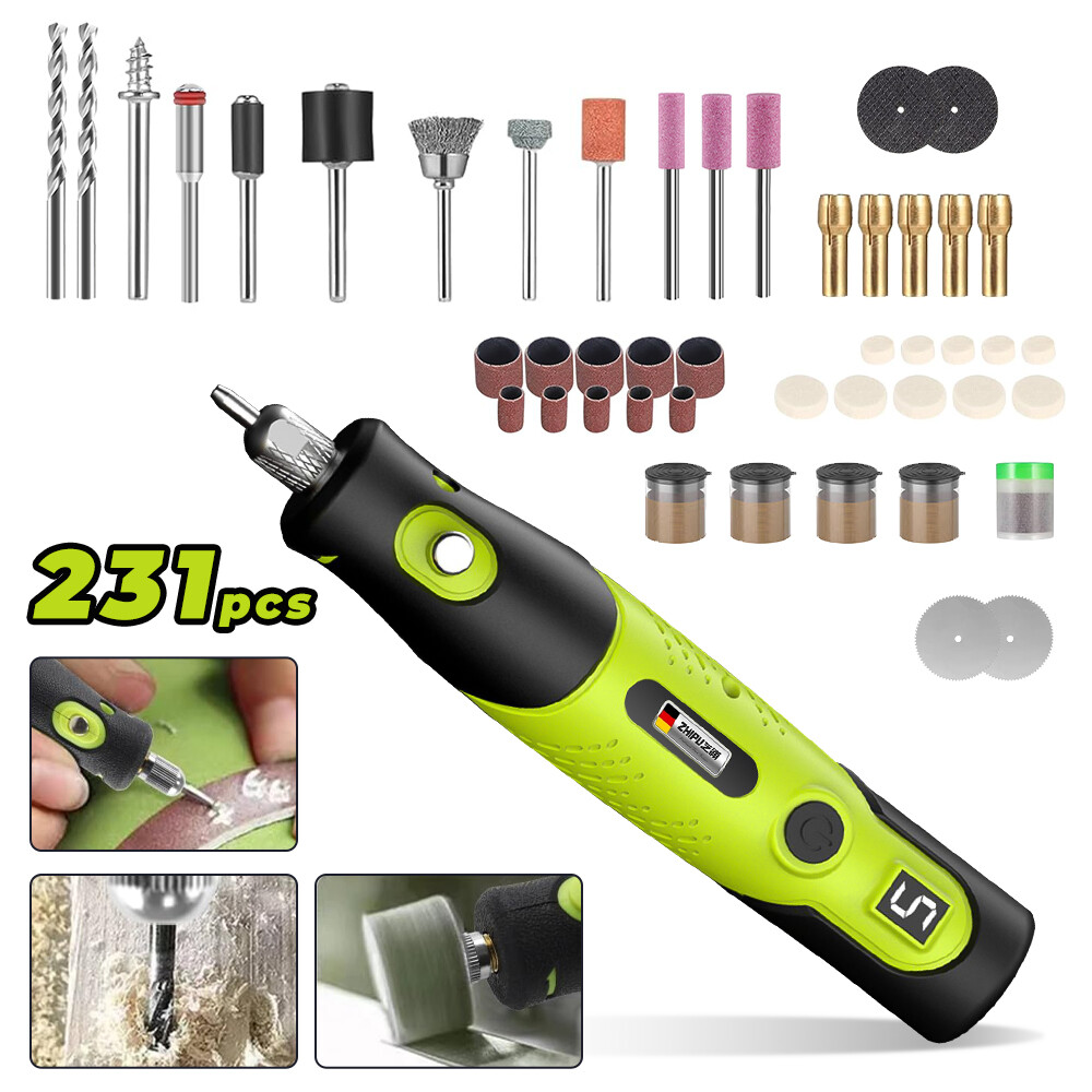 231PCS Grinding Pen Mini Rotary Drill Grinder Cordless USB Engraving DIY Tools