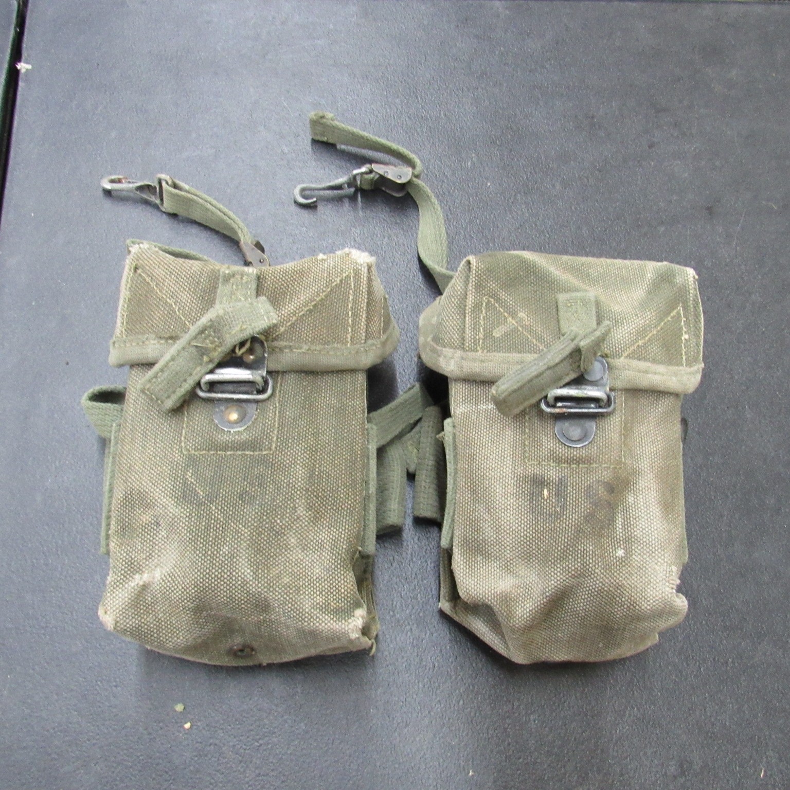 US GI M56 small arms pouch pair 64 Vietnam Date matched maker and contract (A21)
