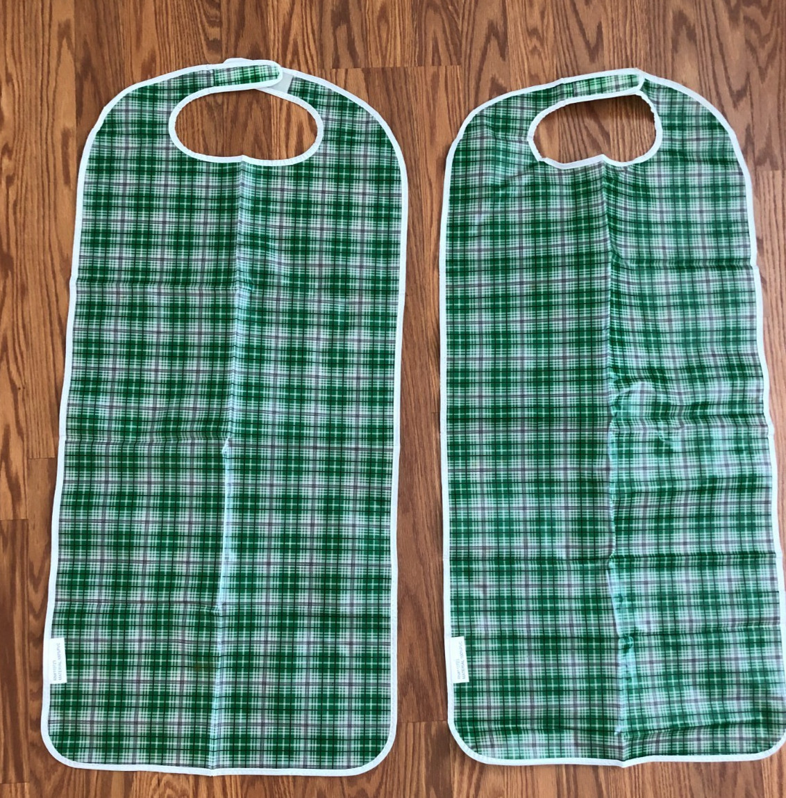 Adult Bibs - 2 Premium Large Reuseable Waterproof Green Plaid
