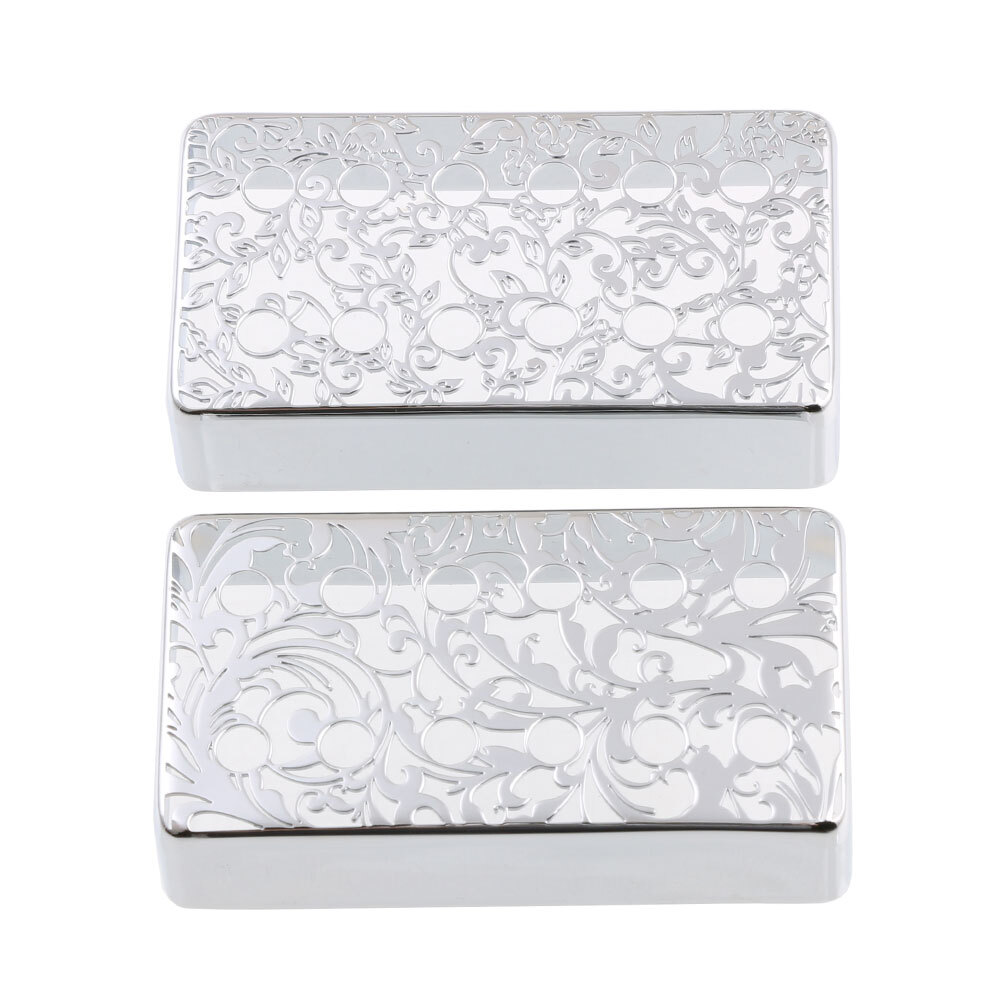 2PCS Brass Guitar Humbucker Pickup Cover 12 hole for LP Electric Guitar Chrome