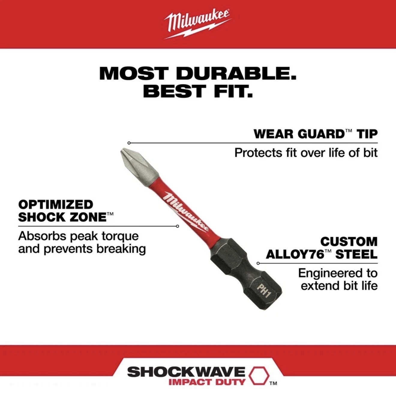 Milwaukee 48-32-4096 SHOCKWAVE Impact Duty Driver Bit Set - 55PC