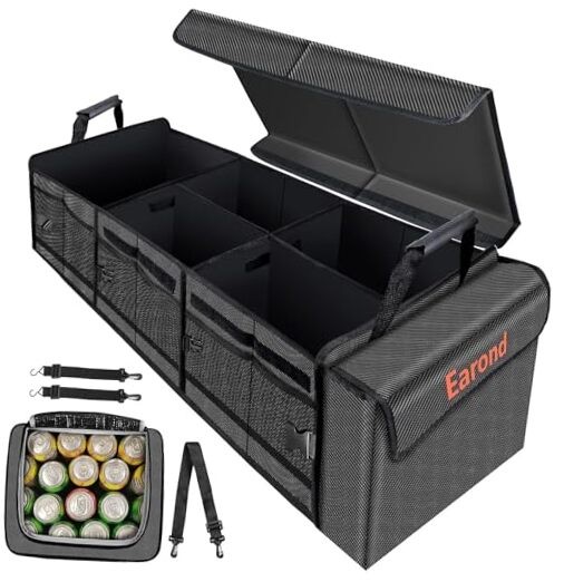 Large Trunk Organizer with Portable Leakproof Cooler With Cooler Grey