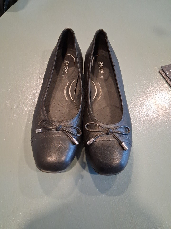 Geox Annytah Ballet Flat Black Leather Women's Casual Shoes