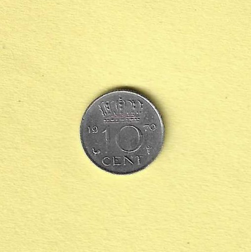 1970 Netherlands 10 Cents AU-50