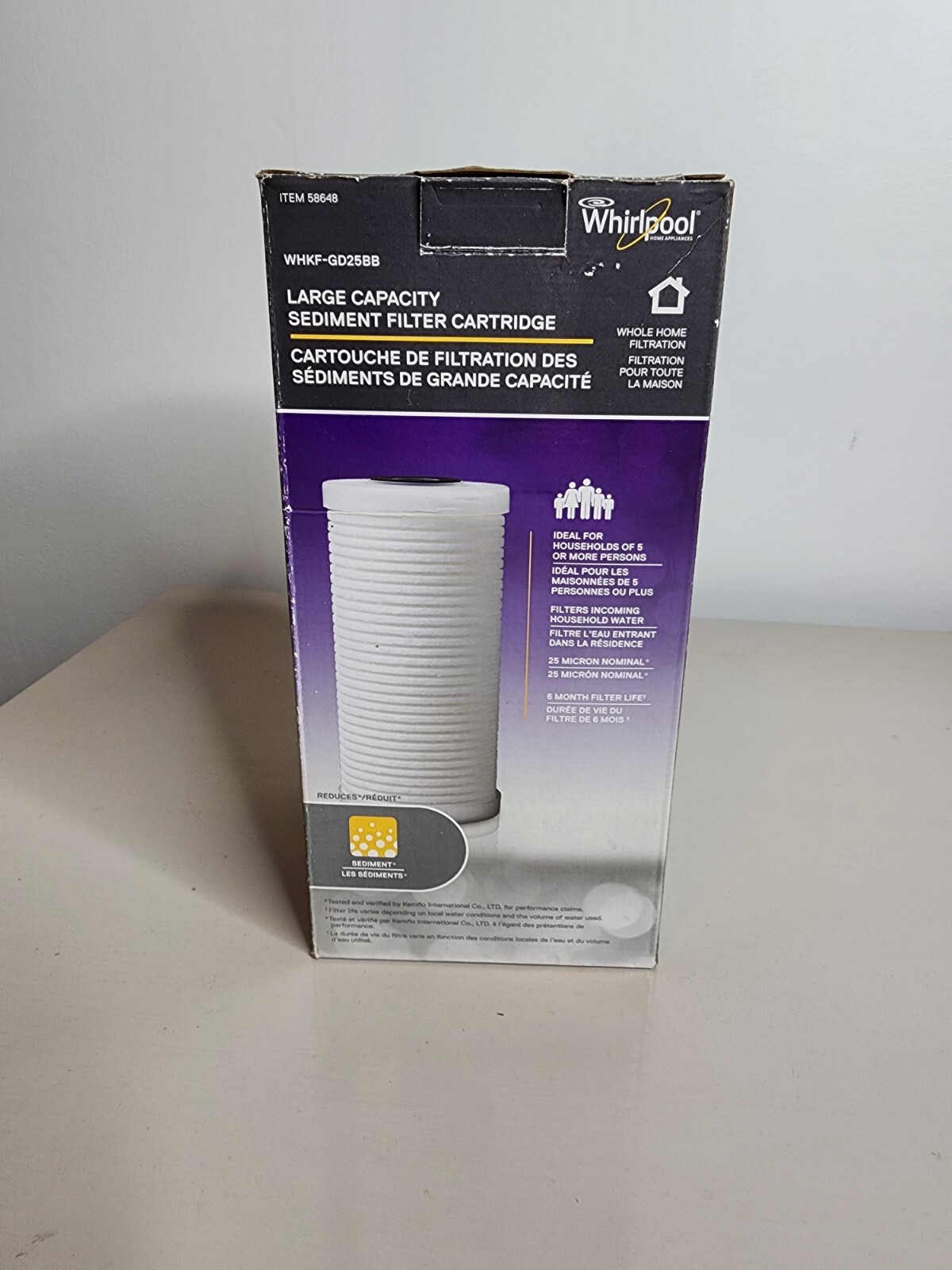 Large Capacity Sediment Filter Cartridge Whirlpool  WHKF-GD25BB  6 Month Filter