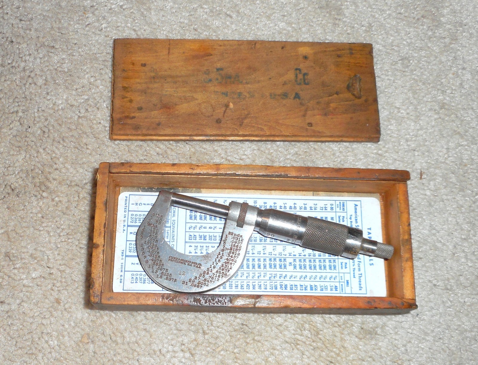 Antique Browne & Sharpe 12 Micrometer Caliper Tool w/ Case As Is