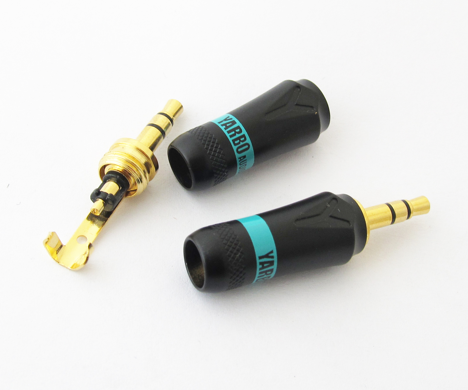 100x YARBO Gold 3.5mm 1/8" Stereo Male Plug Metal Audio Connector Black Housing