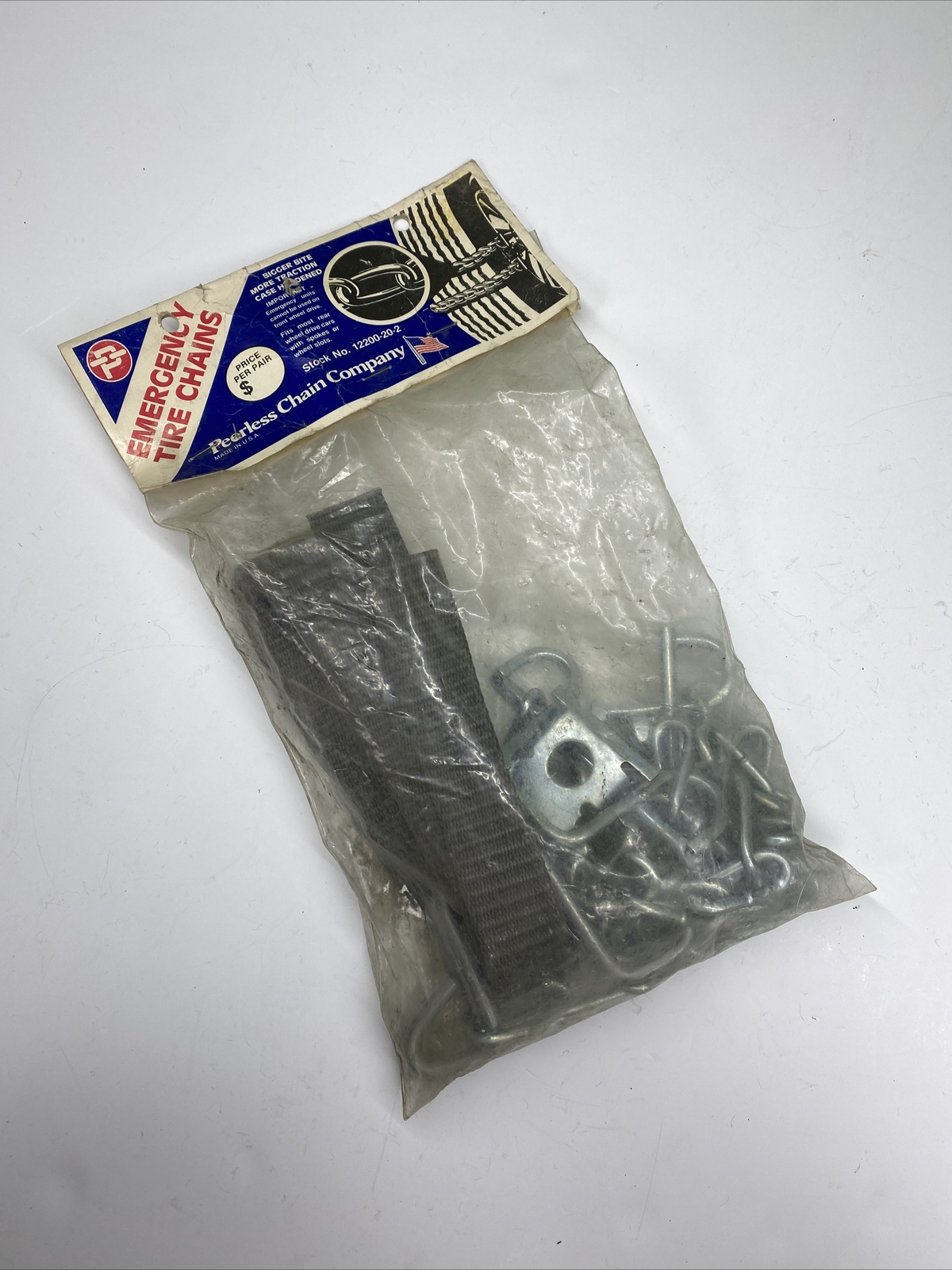Pair Peerless Emergency Tire Chains fits Cars with whells slots or spokes NEW
