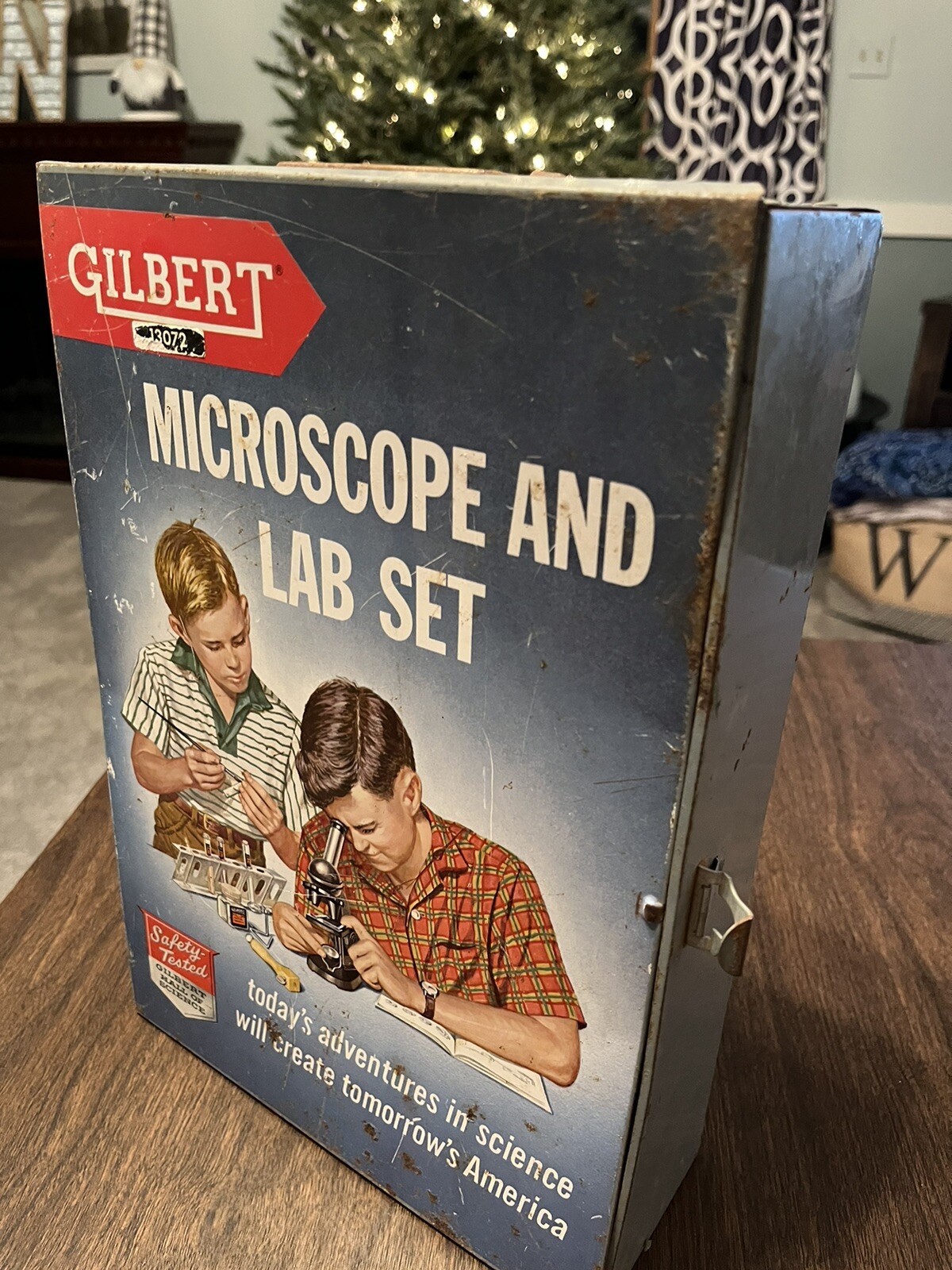 EMPTY Gilbert 13031 Microscope Lab Set Metal Case Box Hall of Science Man Cave