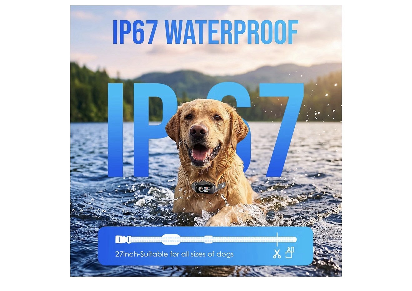 IP67 2 Pack Waterproof Rechargeable Dog Bark Collar w/ Vibration & Shock