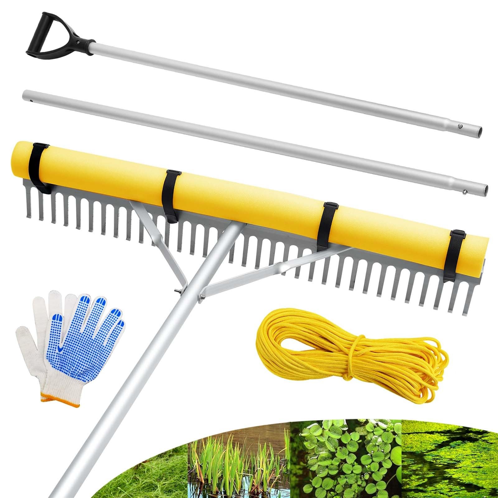 Floating Lake Rake, 36" Aluminum All Purpose and Landscape Rake Silver