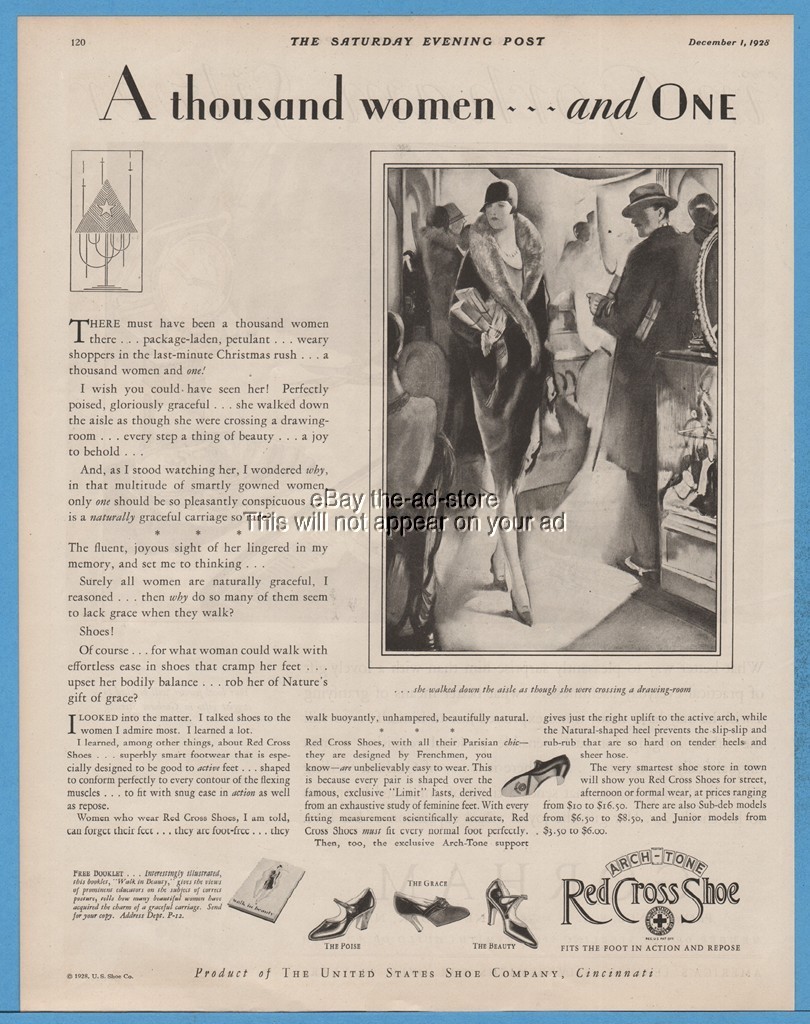 1928 United States Shoe Co Red Cross Women s Hat Style Fashion Cincinnati OH Ad