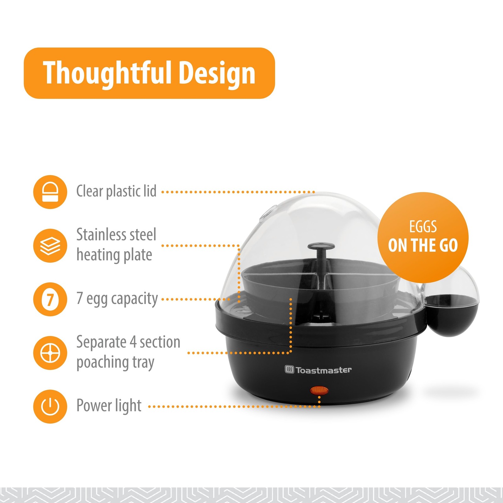 Toastmaster Rapid Electric Egg Cooker with Auto-Off - 7 egg capacity, Black