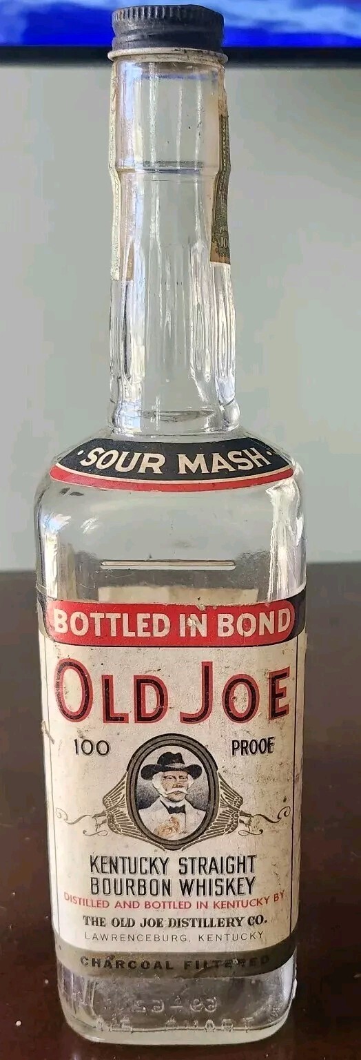 Very Rare Old Joe Kentucky Straight Bourbon Whiskey Bottle 4/5 Quart Empty 1958