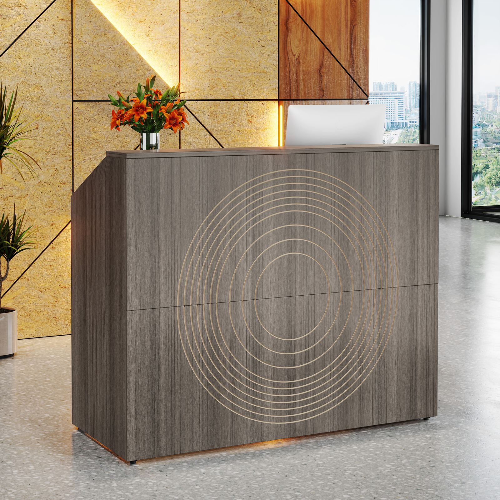 Tribesigns Reception Desk with Counter, Modern Front Desk Reception Room Table