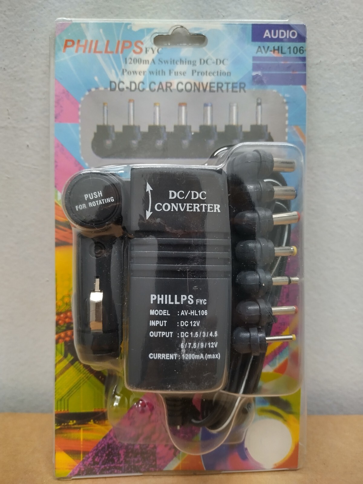 Phillips FYC 1200mA DC-DC Power Converter w/ 7 Plugs & Voltage Switch