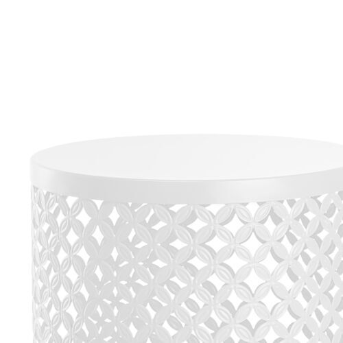 3pcs White Metal Frame Accent Table Modern Iron End Table Outdoor Side Table US