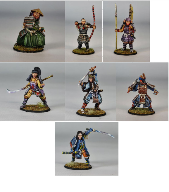 3d printed 28 | 32mm miniature samurai set for tabletop rpgs, dnd, and war games