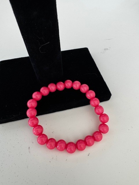 Handmade Stretchy Round Pink  Bracelet, Acrylic Beads