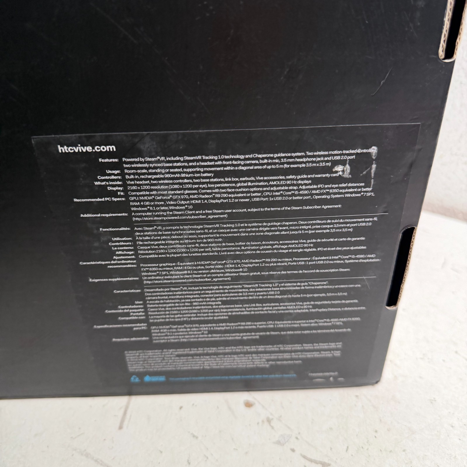 HTC Vive Black Virtual Reality System Headset w/Two Motion Sensing Controllers