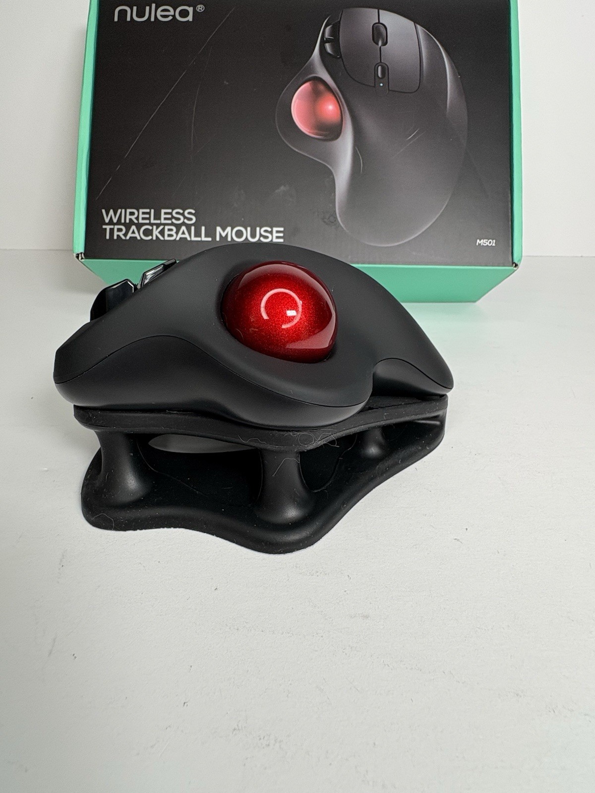 Nulea M501 Wireless Optical Trackball Mouse 5-Button 1600 DPI Black/Red