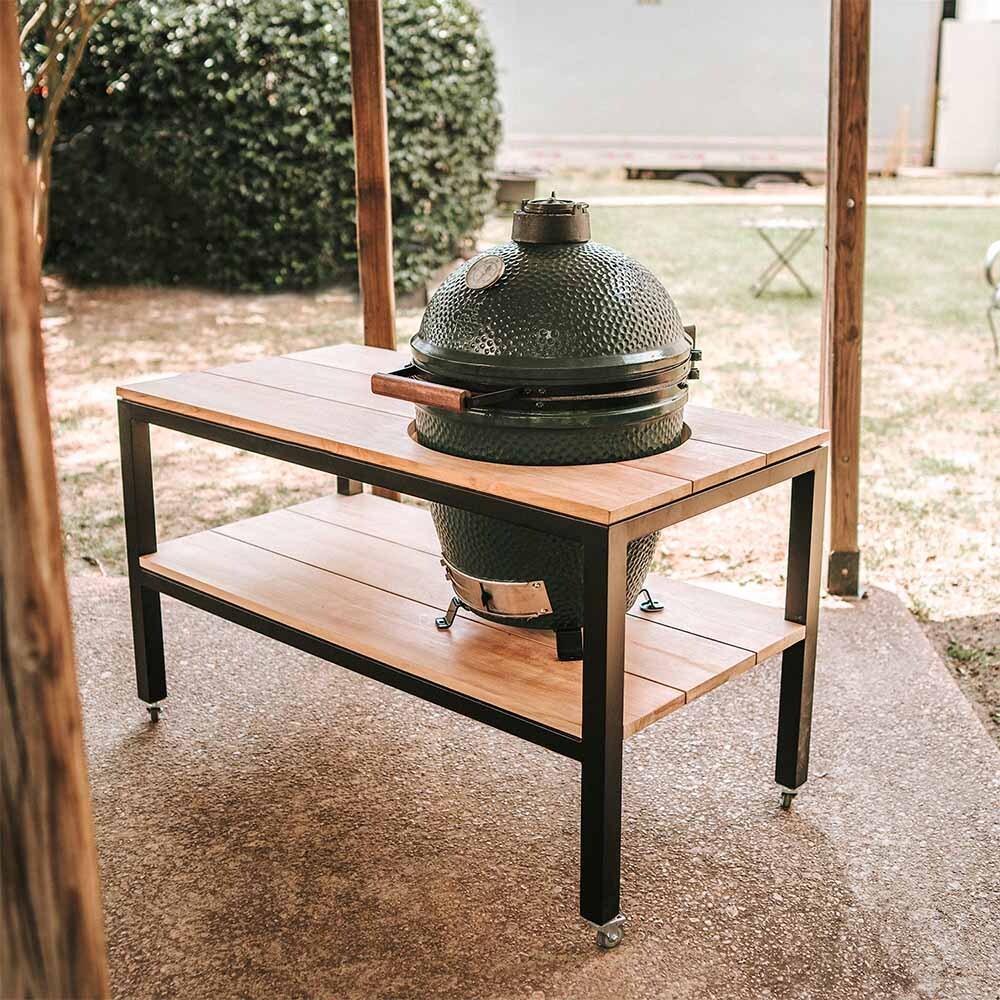 Ash & Ember Grade A Teak Ceramic Grill Table, Weather Resistant Grill Stand