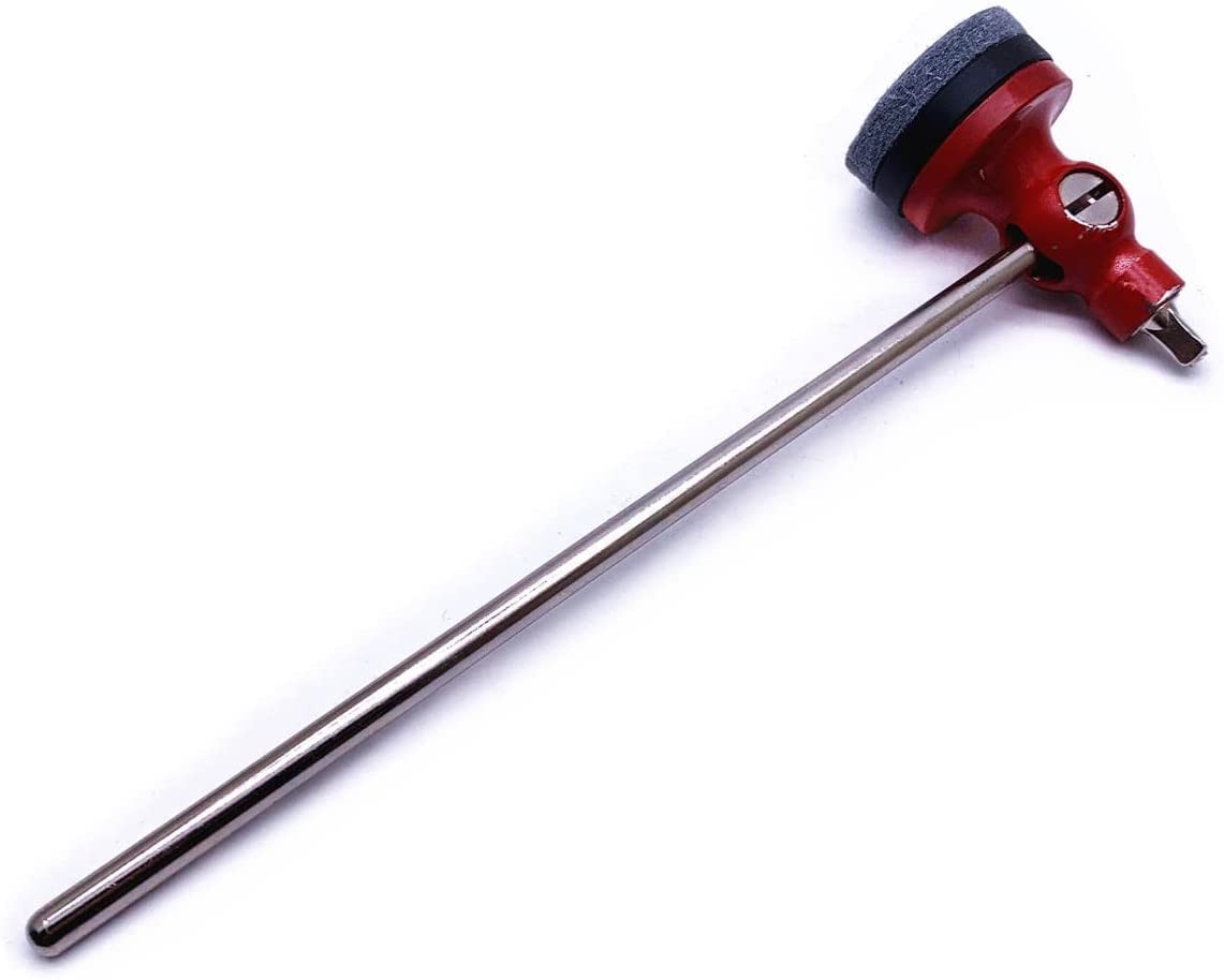TUOREN Stainless Steel Shaft Bass Drum Beater Pedal Hammer Felt Red