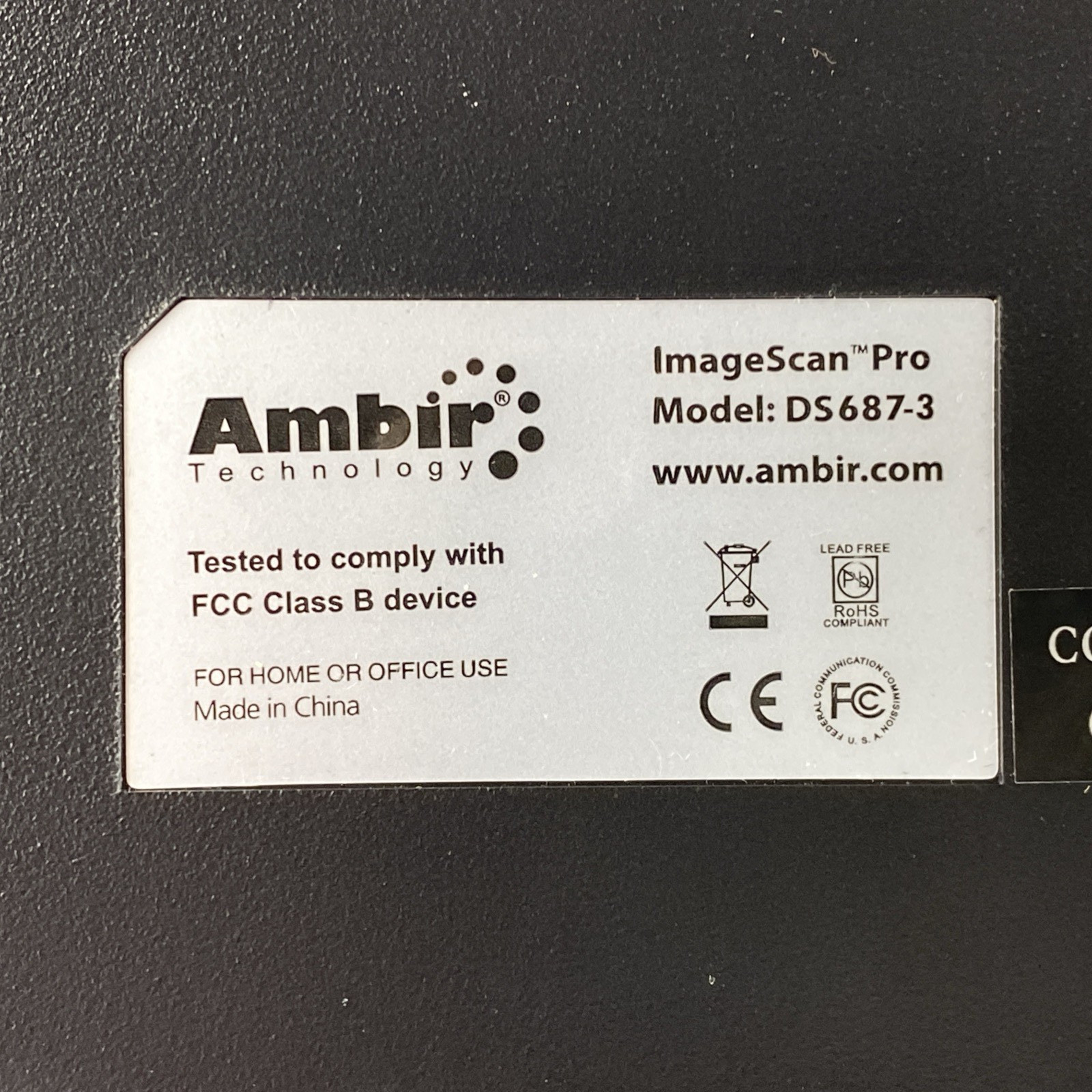 Ambir DS687-3 Scanner No USB Cable Untested