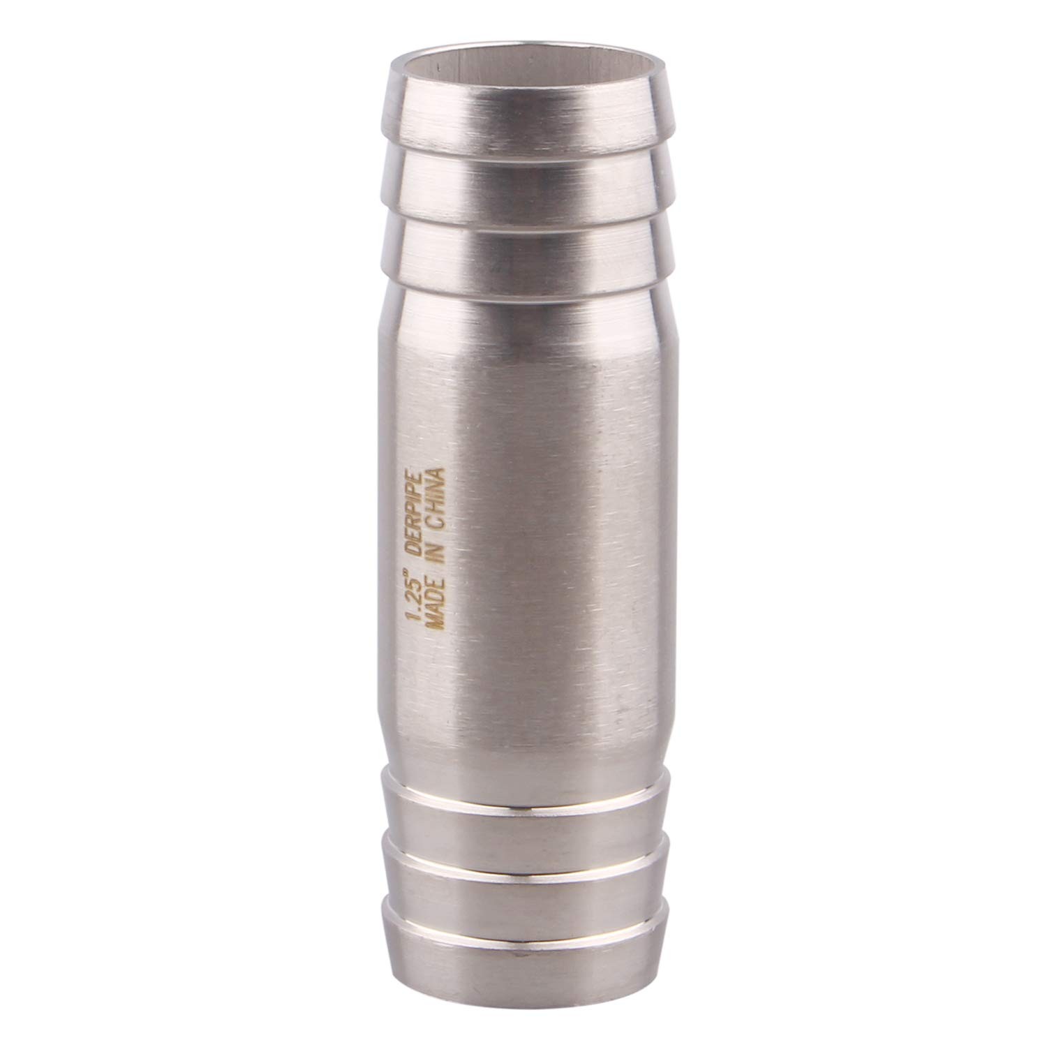DERPIPE Stainless Steel 1-1/4" Hose Barb, straight splice extend tubing fitti...