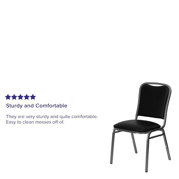 Hercules Banquet Chair, Black Back, 17-3/4 in W 22" L 32-1/2" H, Vinyl Seat