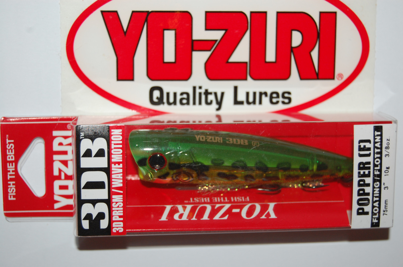 yo zuri 3db 3d prism wave motion popper bass topwater 3" 3/8oz frog r1101-pf