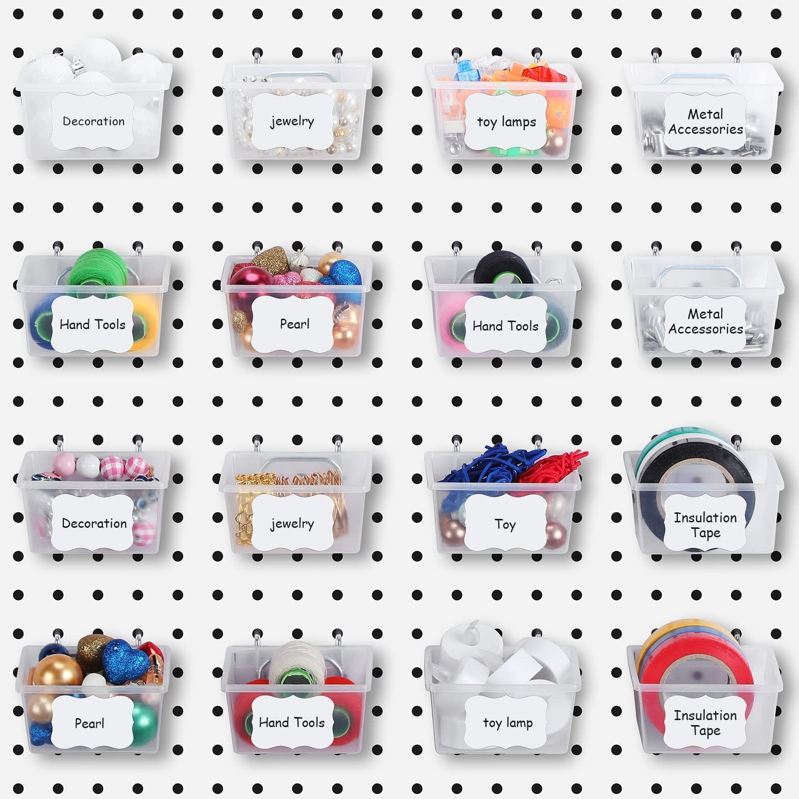 Unittype 16 Set Clear Peg Board Baskets and Bins Pegboard Baskets Organizer A...