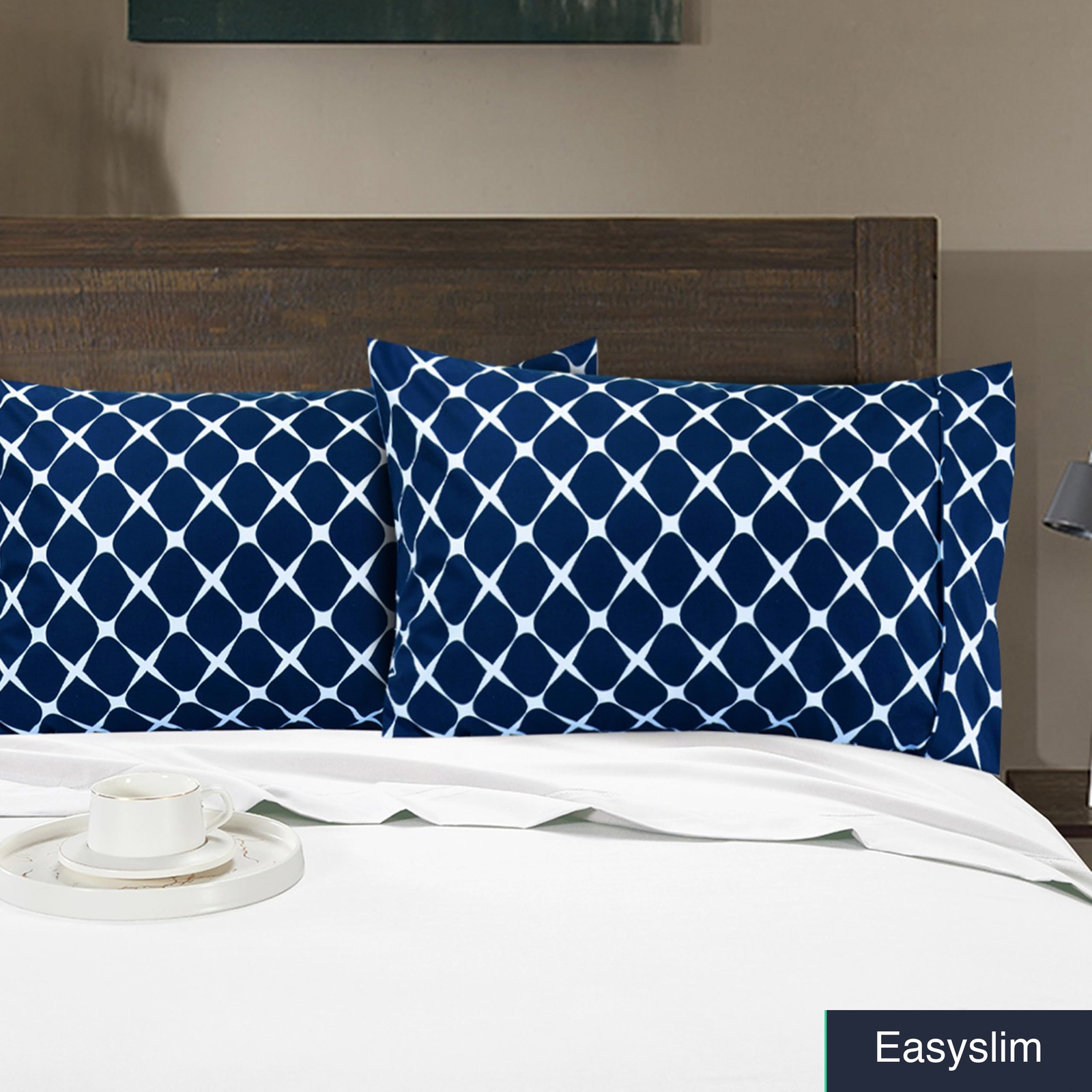 Double Brushed Microfiber Pillowcase Set 2-Piece Standard Queen Navy