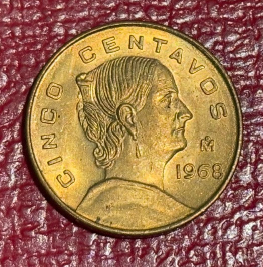 HIGH GRADE UNC 1968  MEXICAN MEXICO 5 CENTAVOS COIN-JUL709