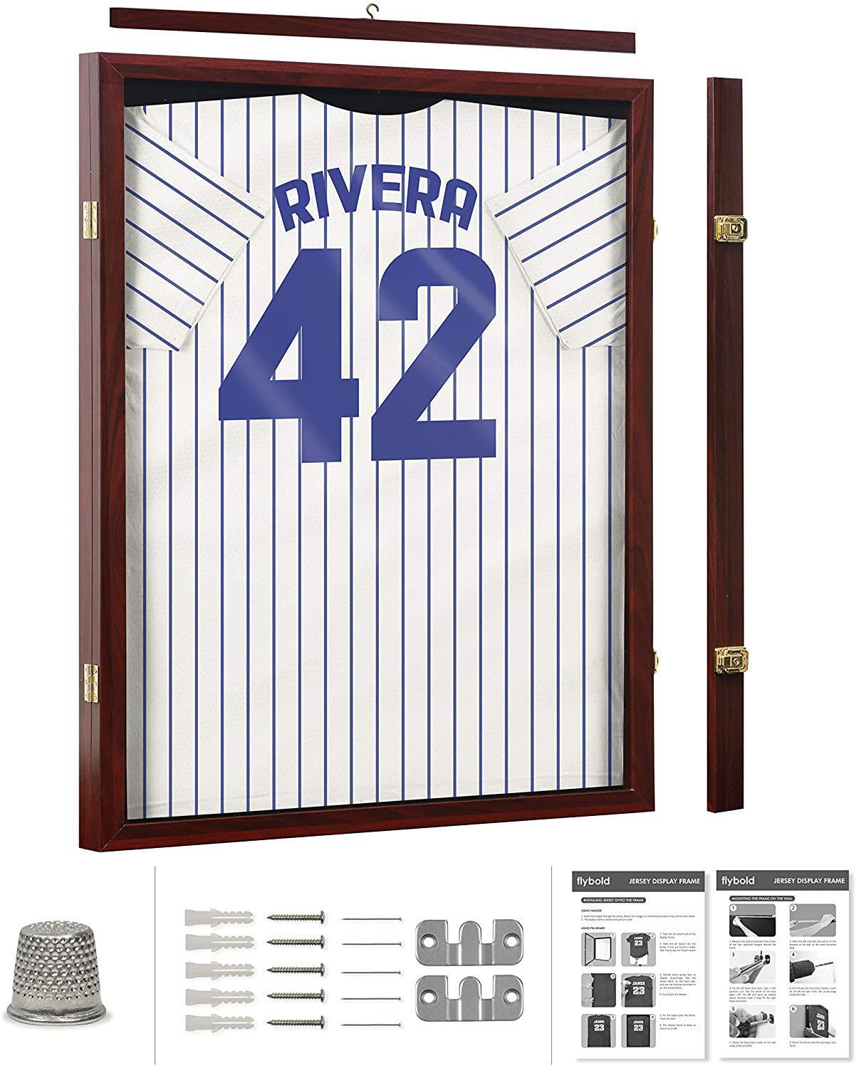PRO UV Jersey Display Frame Shadow Box Lockable Wall Mount Option for Football
