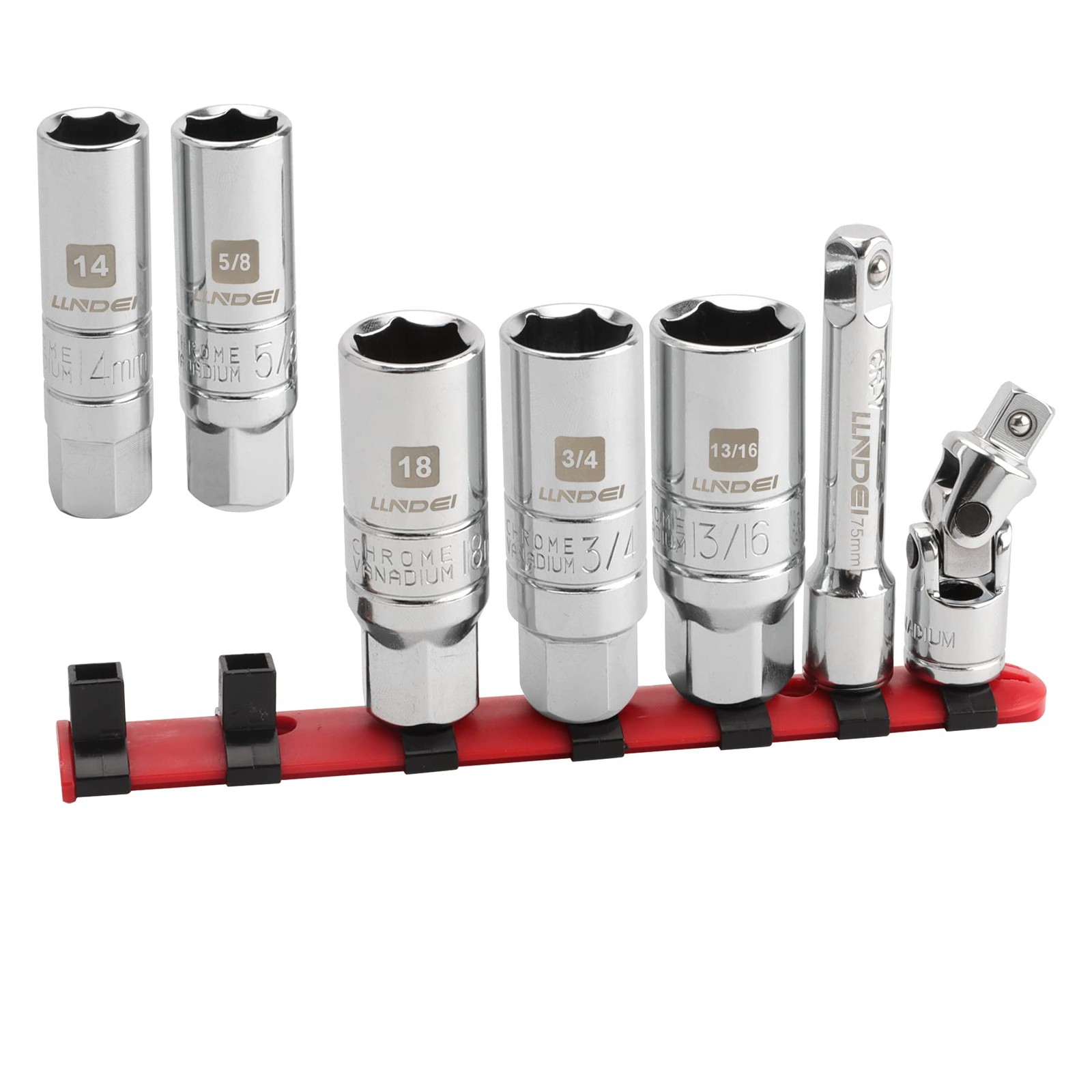 3/8" Drive Spark Plug Socket Set 7Pcs SAE/Metric CRV