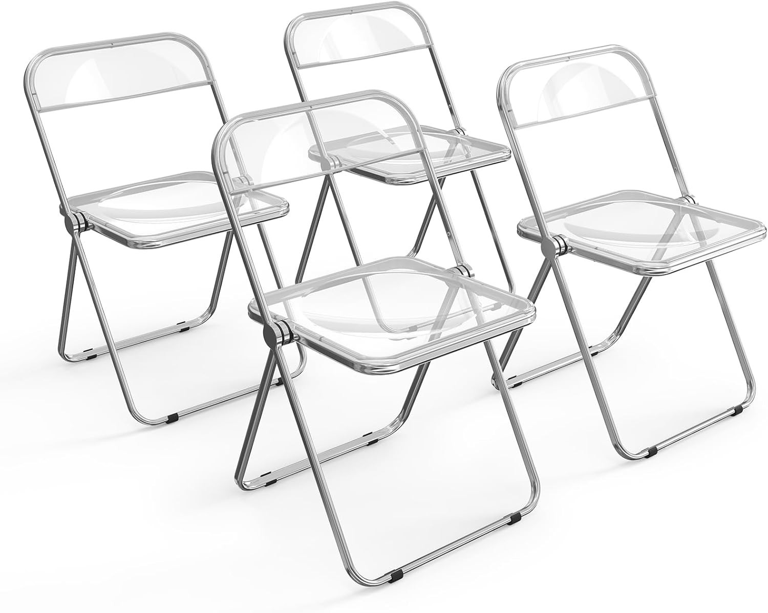 Acrylic Folding Chairs 4 Pack, Clear Chair Foldable and Stackable, Transparent