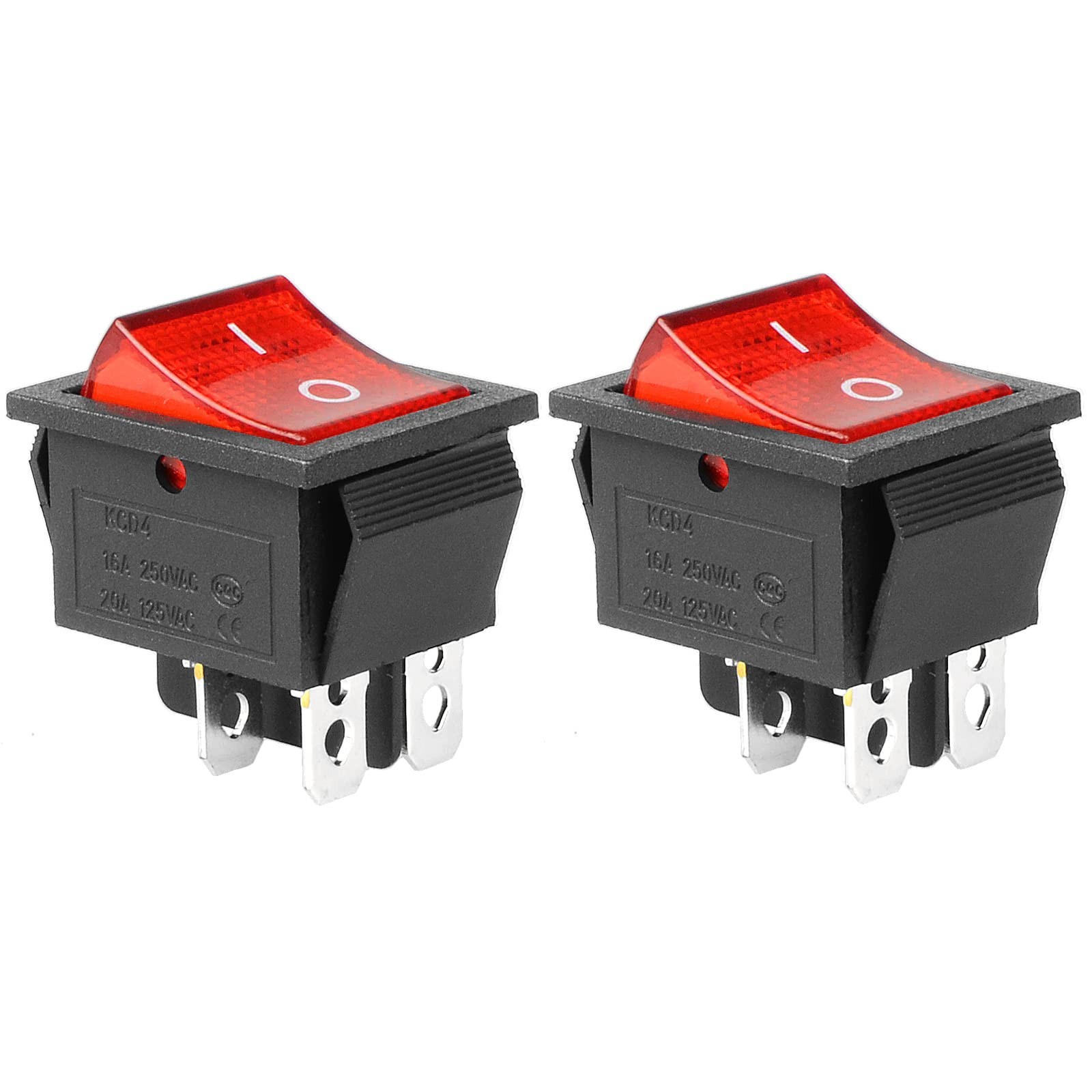 2Pcs DPST 4 Pins 2 Position ON/Off Boat Rocker Toggle Switch | AC 20A/125V 15...