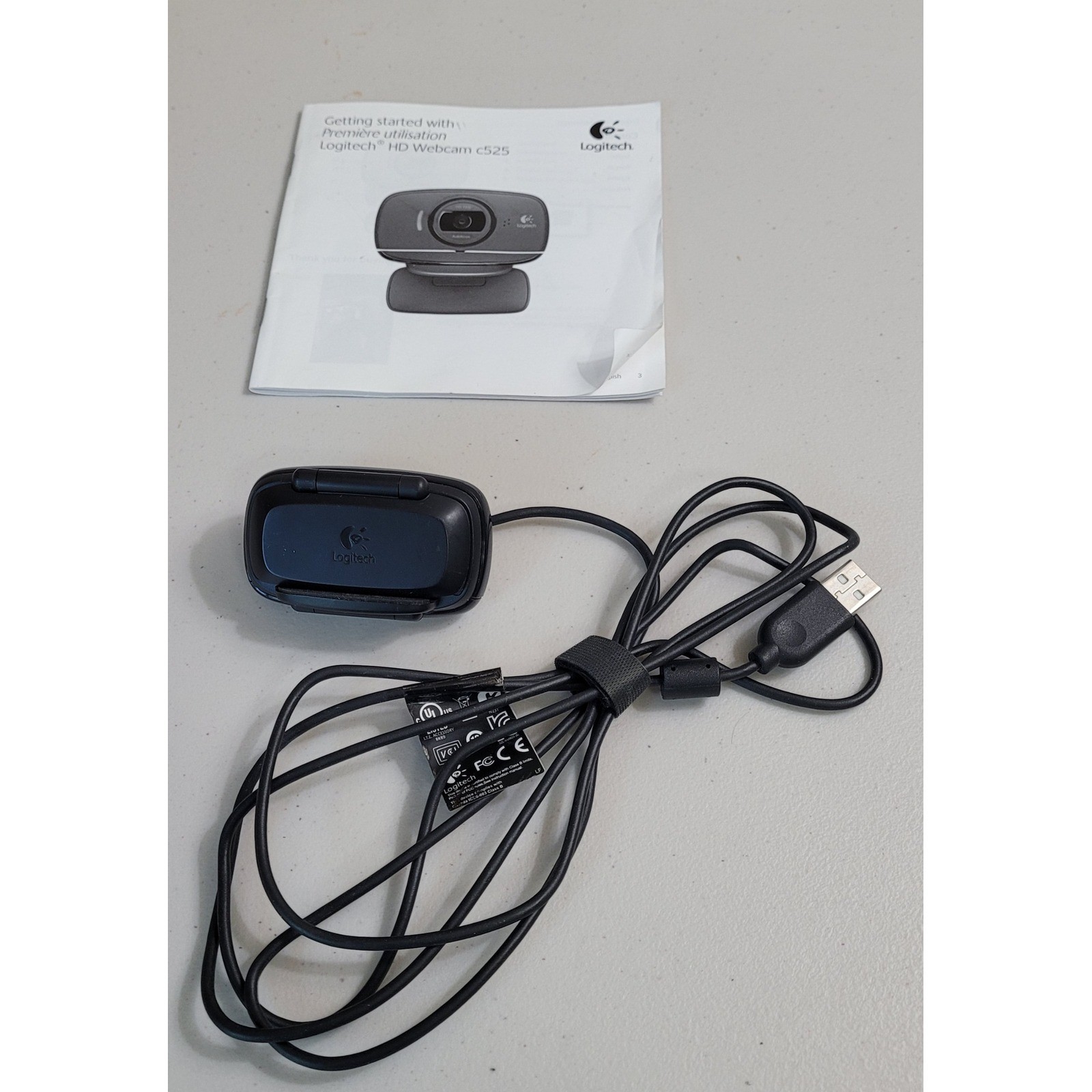 Logitech HD Webcam C525 Black Excellent 720p Autofocus Foldable USB Camera